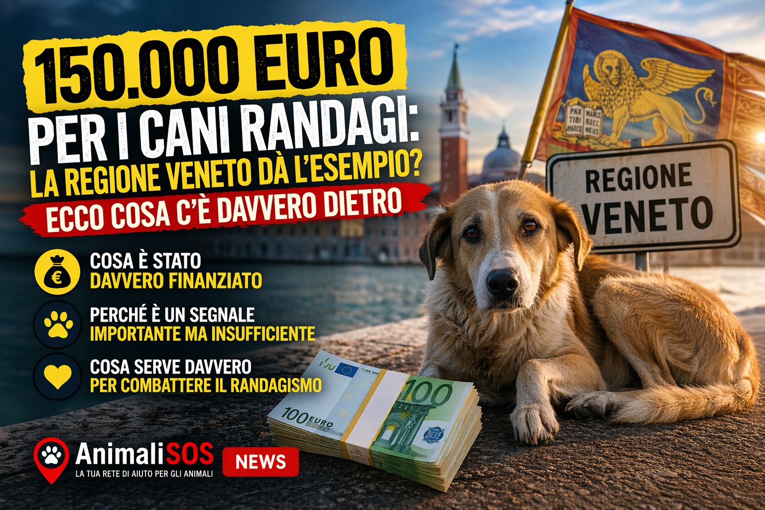 150.000 euro per i cani randagi: la Regione Veneto dà l’esempio? Ecco cosa c’è davvero dietro