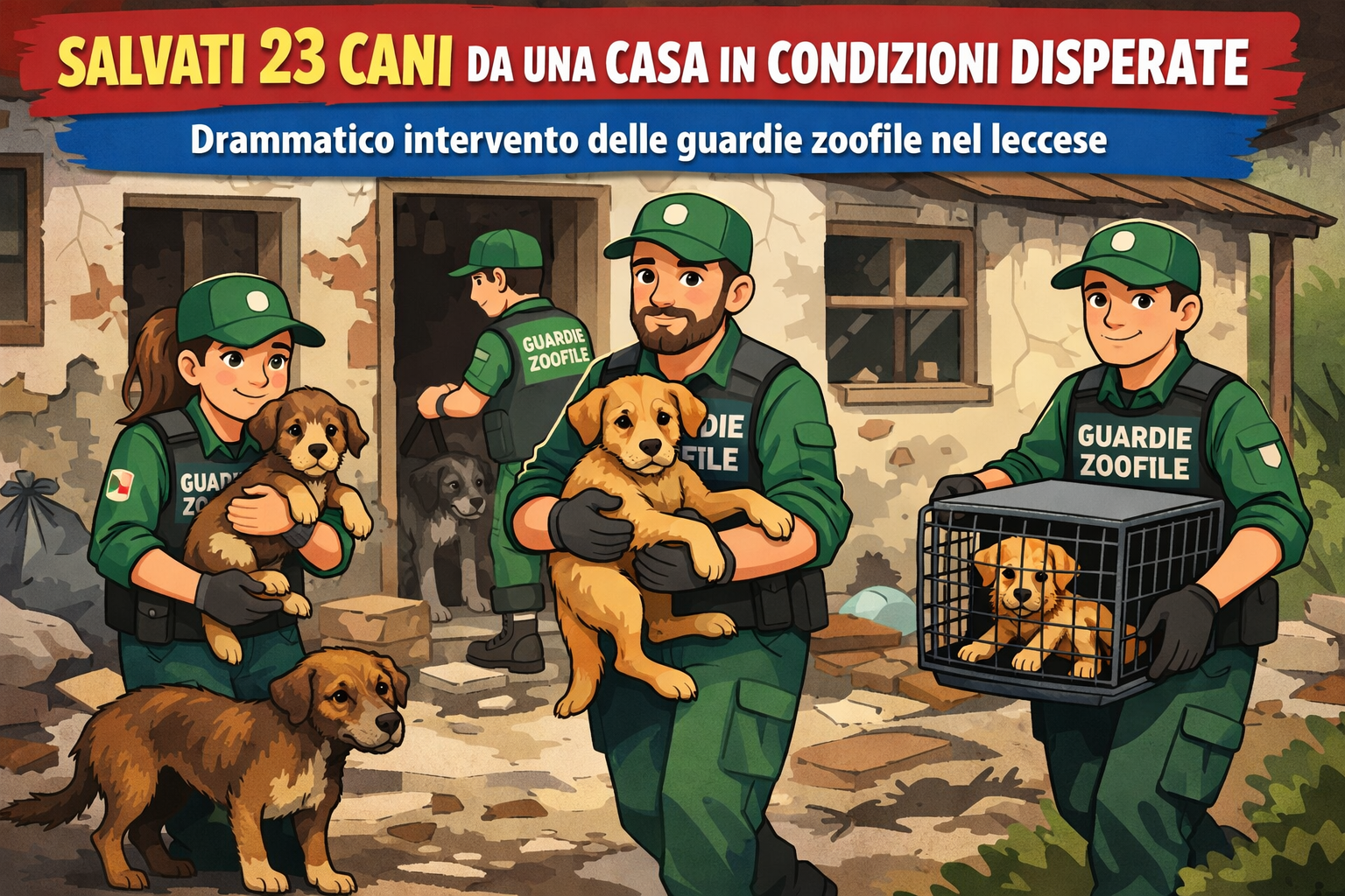 Lecce – Salvati 23 cani da una casa in condizioni estreme