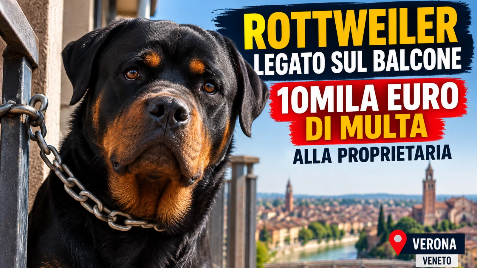 Rottweiler legato sul balcone: 10mila euro di multa alla proprietaria. Una condanna che conta